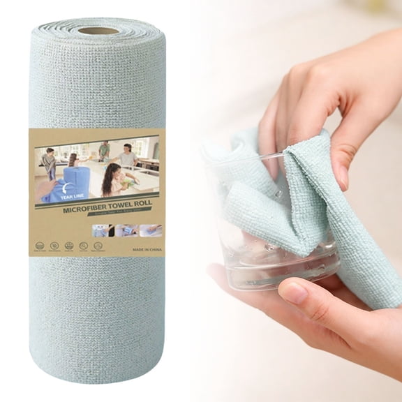 Microfiber Cleaning Cloth Roll,Towels 20 Sheets Washable,Microfiber Towels for Cars,Rags Reusable Paper Towel for Automotive,Workshop,House,Kitchen,Cleaning Supplies,7.87"(Green)