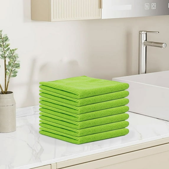 Microfiber Cleaning Cloth - Does Not Shed Fluff - Thickened Reusable Dish Towels, Super Absorbent Coral Fleece Cleaning Cloths, Nonstick Oil Washable Fast Drying -Green