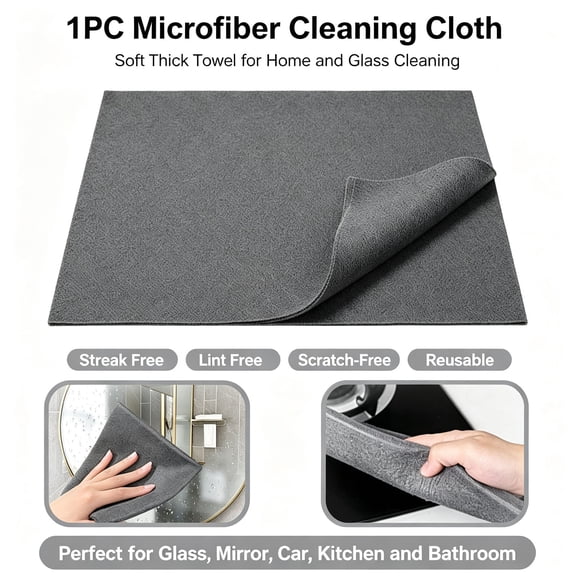 Microfiber Cleaning Cloth - Thickened Absorbent Streak Free Rag, 7.87 x 11.81 Inch Reusable Towel, Kitchen Window Car Glass Cleaner, Multipurpose Household Cleaning Cloth 1PCS