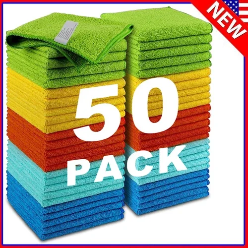 Microfiber Cleaning Cloth Towel Rag Car Polishing No Scratch Detailing Set Of 50