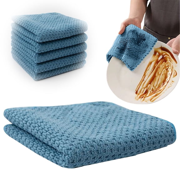 Microfiber Cleaning Cloth,Weave Kitchen Dish Cloths Soft Absorbent Quick Drying Dish Towels Cleaning Rags Lint-Free,Streak-Free Corn Fiber Cleaning Cloths for Kitchen Home Office(Dark Blue)