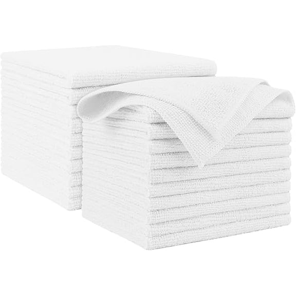 Microfiber Cleaning Cloth White 20PK, Microfiber Towels for Cars, Premium Car Cloths, Dusting Cloth Lint Free Cleaning Rags for SUVs, House, Kitchen, Window, Workshops,1212"