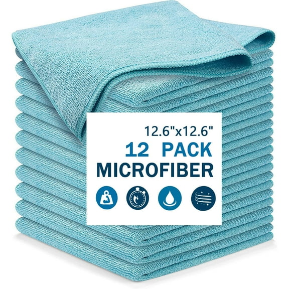 Microfiber Cleaning Cloth for Kitchen, Household & Car Cleaning, 12packs, Size: 12.6" x 12.6"-High Performance - 1200 Washes