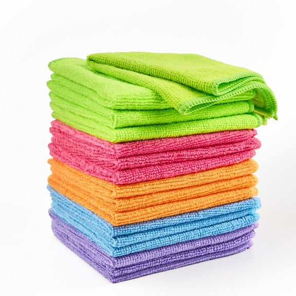 15 Pcs Microfiber Cleaning Cloths - 9.8x9.8 Inch Wash Cloths with Excellent Water Absorption, Scratch-Free Microfiber Towels for Cars, Glass, Vinyl, and More, Machine Washable