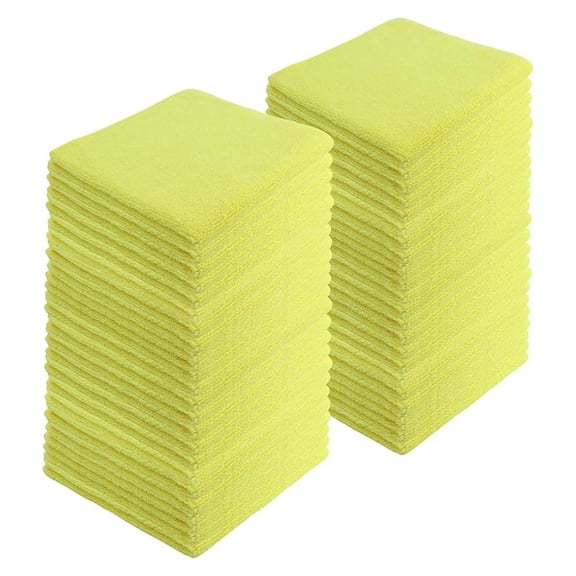 Microfiber Cleaning Cloths,120 Pack, 16"x16", All-Purpose, Softer, Highly Absorbent, Lint-Free, Reusable, Washable Pro Towels, Yellow, for House, Kitchen, Bathroom, Car, Office