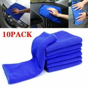 Microfiber Cleaning Cloths, 25 x 25CM, 10 Pack, Non-Abrasive, Reusable and Washable, All Purpose Cleaning Towels for Household, Car Washing, Drying & Auto Detailing - Blue