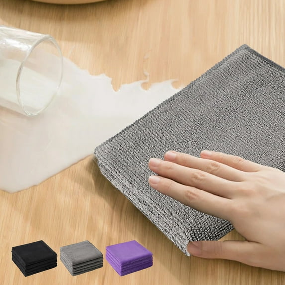 Microfiber Cleaning Cloths 30x30cm Ultra Absorbent Lint Free Reusable Towels for Kitchen Car Home Cleaning, 300,000 Fibers/Inch, Soft Edge Design, 3 Colors Pack - Black Gray Purple