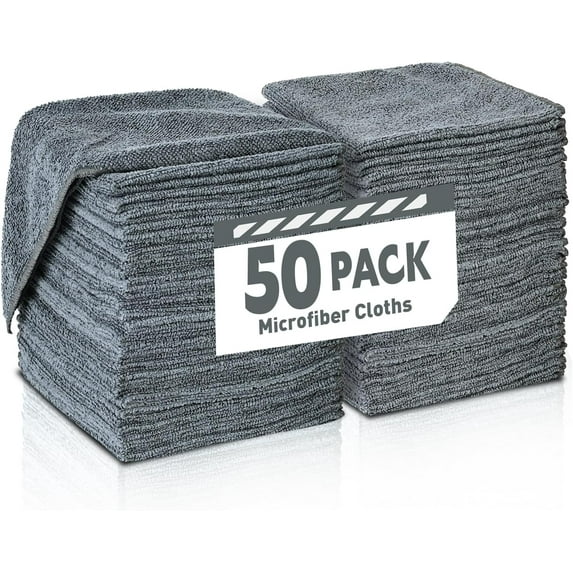 Microfiber Cleaning Cloths-50 Pack, Microfiber Towels Bulk, Towels for Cars & Home, Cleaning Rags 5 Colors Assorted (12x12 inches)