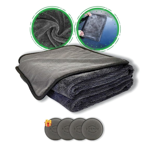 Microfiber Cleaning Cloths Car Drying Towel for Cars-3psc(16"X24"), Ultra Absorbent Quick Drying Vehicle Cleaning Cloth,No Scratch/Spot/Streak Cleaning Rags for Car 600GSM Towel Kit (2)