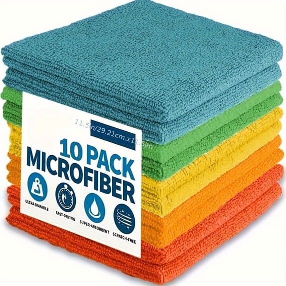 Soft Cotton Microfiber Cleaning Cloths, Wiping Cloths, Reusable, Machine Washable, Absorbent Kitchen Towels, Multicolor, 25 counts