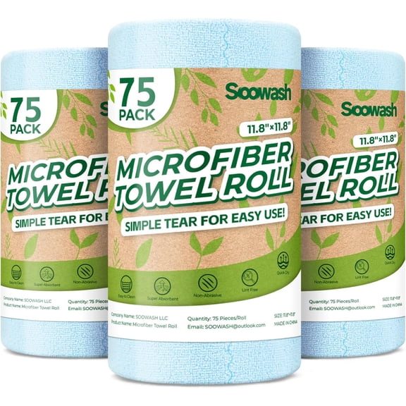 Microfiber Cleaning Cloths Roll 12" x 12" 225 Pack Blue