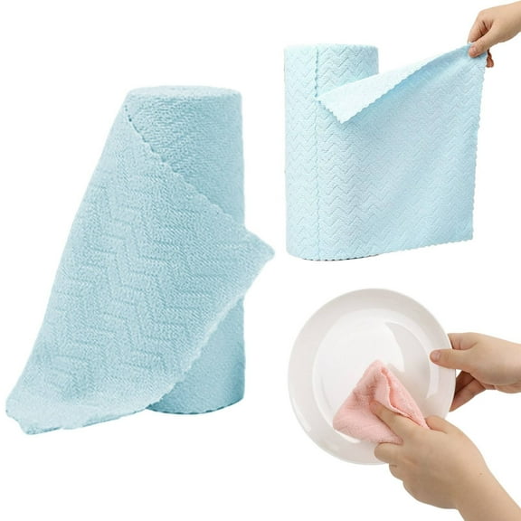Microfiber Cleaning Cloths Roll Reusable Paper Towels Tear Off Lint Free Cleaning Rags for Kitchen Bathroom Glass Car RV Whole House Cleaning 30 Sheets
