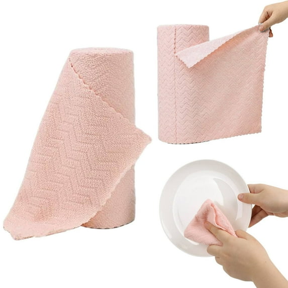 Microfiber Cleaning Cloths Roll Reusable Paper Towels Tear-Off Lint Free Dish Towels for Housekeeping Kitchen Countertops Multi Surface 30 Sheets