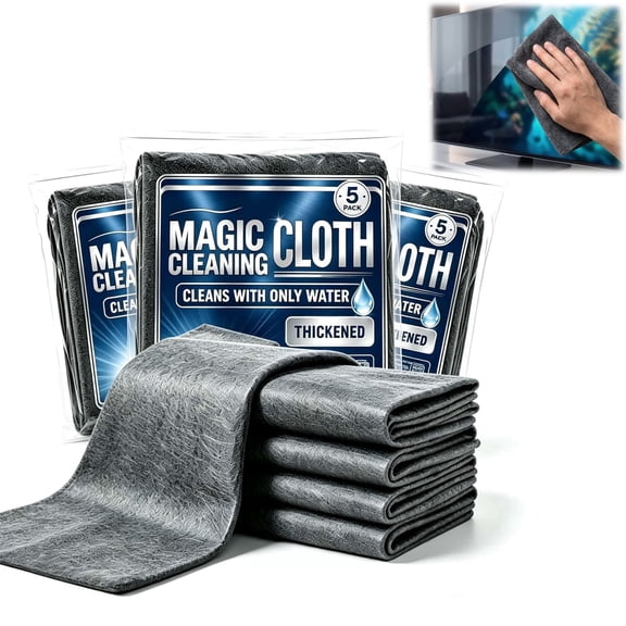 Microfiber Cleaning Cloths, Streak Free Reusable Cloth for Windows Mirrors, Lint Free Car Kitchen Rags, No Chemical (5PCS)