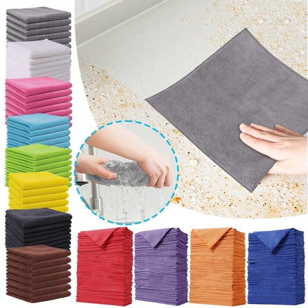 Microfiber Cleaning Cloths, Ultra Soft Cleaning Rags for Cleaning House, Reusable Microfiber Cloths for Kitchen, Multi-Purpose Cleaning Cloths for Car, Glass, Lint-Free, Streak-Free, Super Absorbent