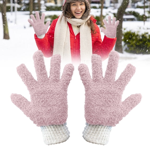 Microfiber Cleaning Gloves,Reusable Soft Absorbent Dusting Mitts for Car Interior Detailing,Furniture,Pet Hair Removal,Household,1 Pair,Pink,1 Pair