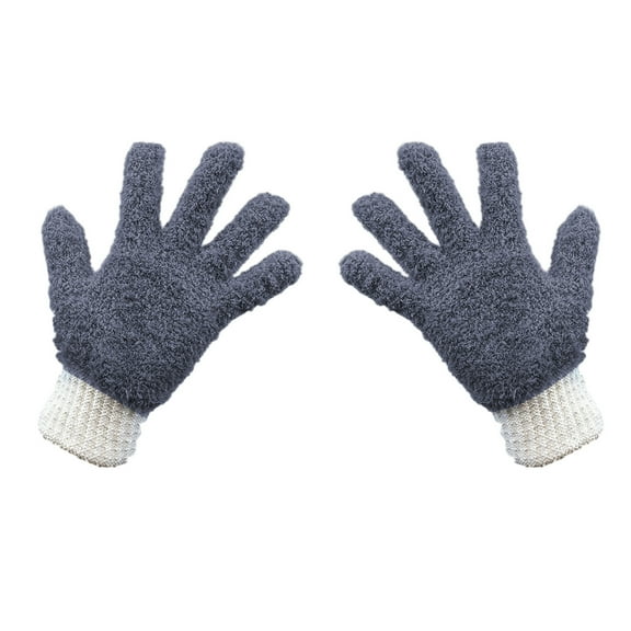 Microfiber Cleaning Gloves for Dusting, Reusable Washable Mitts for Blinds, Lamps, Car Detailing, Gray
