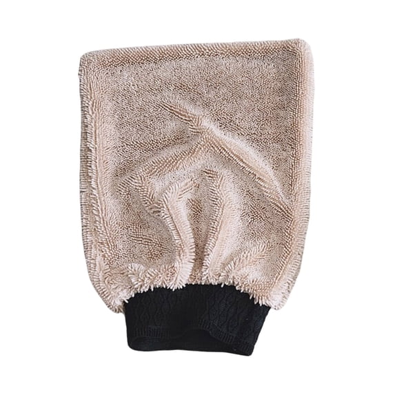 Microfiber Cleaning Mitts for Dusting, Washing Cars Windows Furniture Household Surfaces Kitchen Gloves, Reusable, Beige