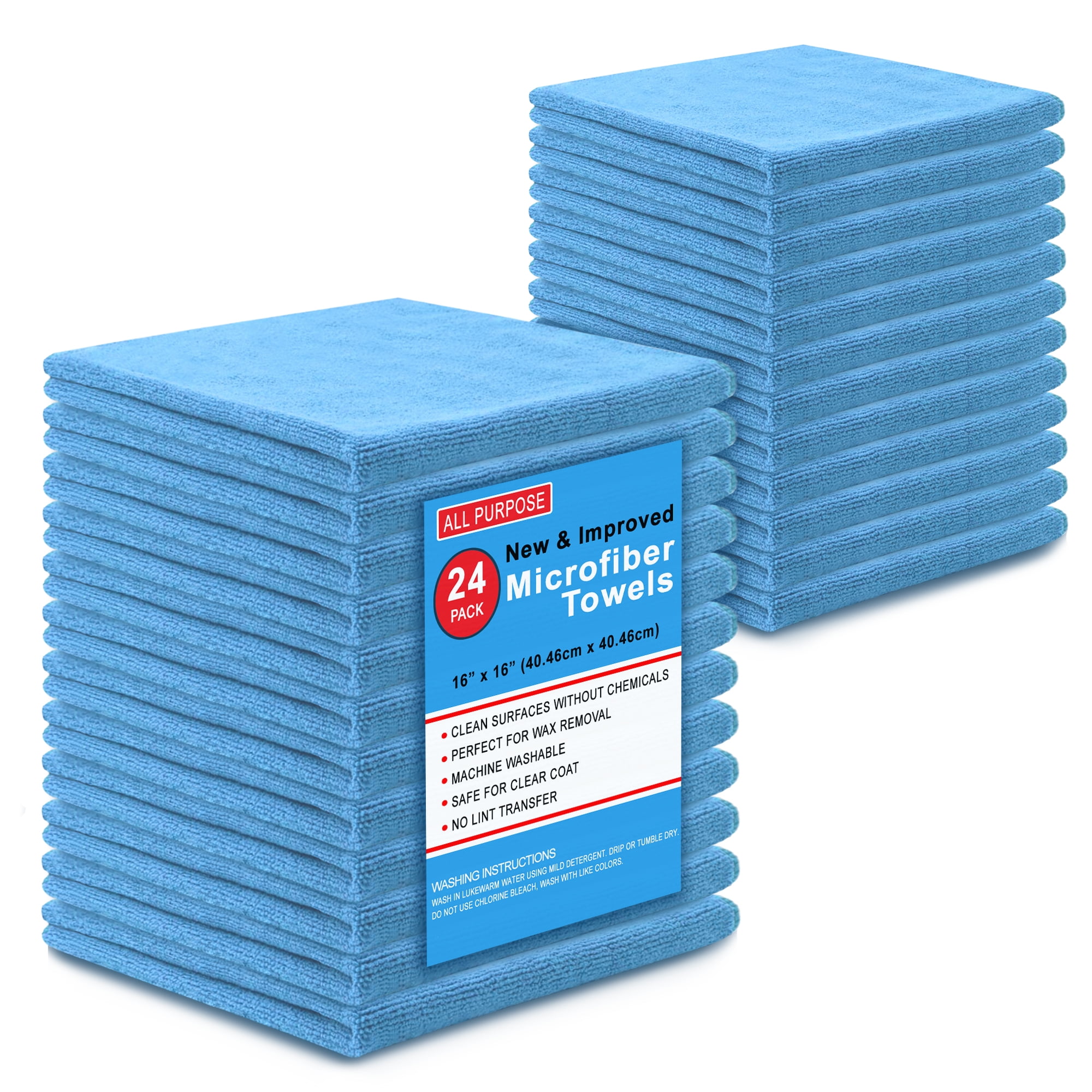 Microfiber Cleaning Towels Pack of 24 Ultra Soft Plush Washcloth All Purpose Premium Microfiber Detailing Cleaning Cloths Reusable Shop Towels 16