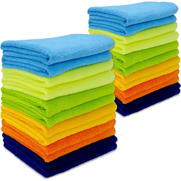 Microfiber Cleaning Towels, Pack of 24, Ultra Soft Plush Washcloth Shop Towels, All Purpose Premium Microfiber Detailing Cleaning Cloths (16" x 16", Mix Color)