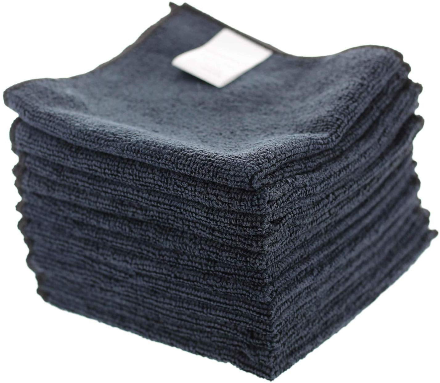 Microfiber Cleaning Towels by MIMAATEX-12 Piece Pack-12x12 Inches -  Household Cleaning Towels (Black)