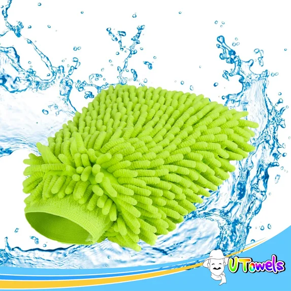 Microfiber Cleaning Wash Towel Mitten For Car Auto Detailing Waxing Large Green