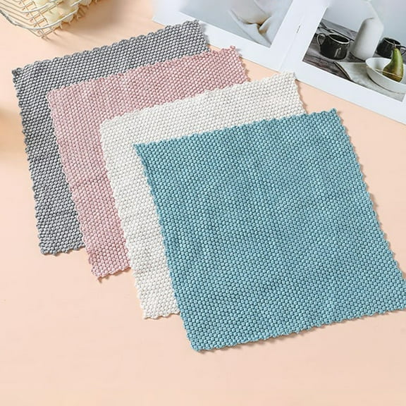 Microfiber Cleaning Wipes 4 Pcs, Absorbent Drying Towel, Dishwashing Stain Removal Pads, Ultra Soft Lint Free, Reusable, Easy to Clean, Fast Drying, for Household Kitchen Cleaning