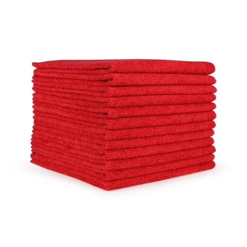 Microfiber Cloth 16x16 300 GSM Half-Fold Red - Pack of 12