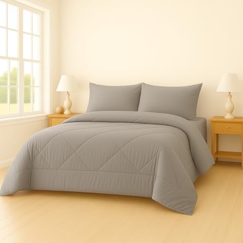 Microfiber Comforter 5-Piece Bedding Set – Ultra Soft All-Season Bed in a Bag with Comforter, Fitted & Flat Sheets, Pillowcases & Shams