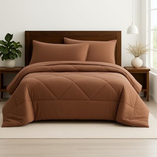 Microfiber Comforter 5-Piece Bedding Set – Ultra Soft All-Season Bed in a Bag with Comforter, Fitted & Flat Sheets, Pillowcases & Shams