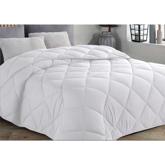 Microfiber Comforter, Duvet Insert,Ultra Soft, All-Season, Lightweight & Fluffy, Machine Washable, White, (Queen (U.S. Standard))