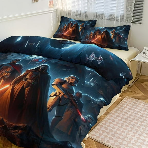 Microfiber Comforter Set,3D Printing Darth Vader Unique 3 Piece Bedding Sets With 2 Pillowcase Style86"x70"