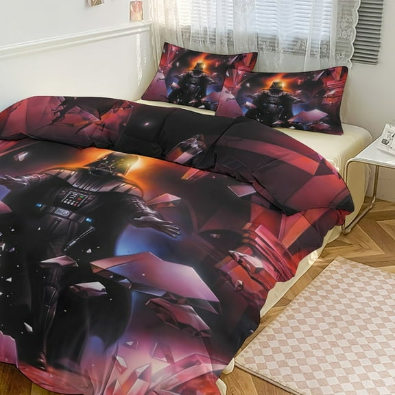 Microfiber Comforter Set,3D Printing Darth Vader Unique 3 Piece Bedding Sets With 2 Pillowcase Style86"x70"