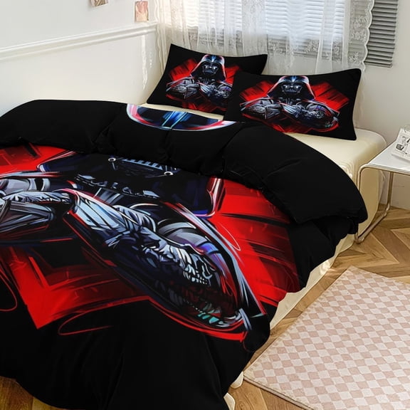 Microfiber Comforter Set,3D Printing Darth Vader Unique 3 Piece Bedding Sets With 2 Pillowcase Style86"x70"