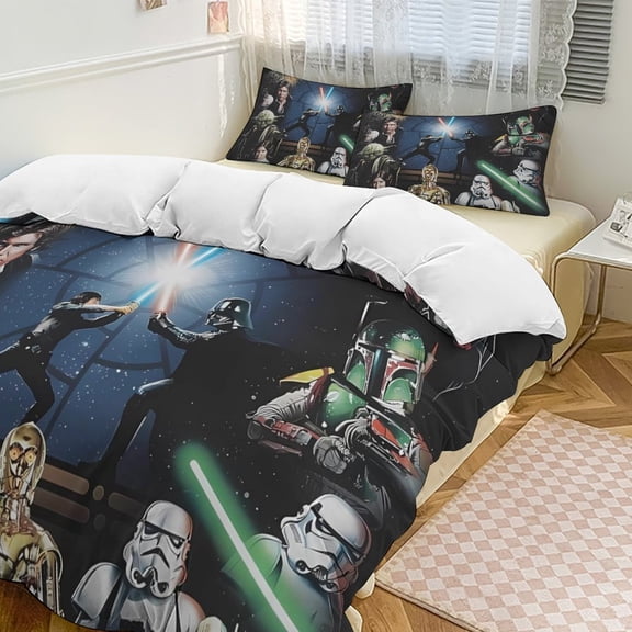 Microfiber Comforter Set,3D Printing Darth Vader Unique 3 Piece Bedding Sets with 2 Pillowcase Style102"x90"