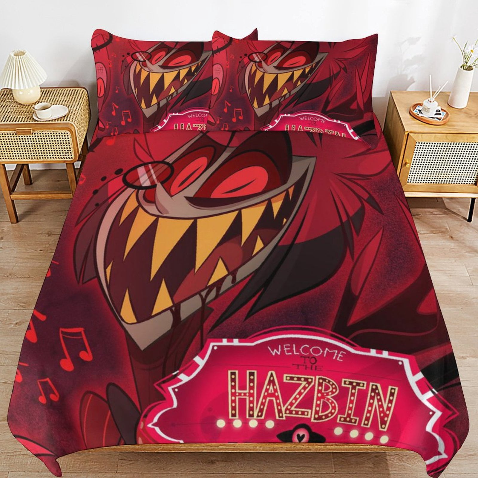 Microfiber Comforter Set,3D Printing Hazbin Hotel Unique 3 Piece