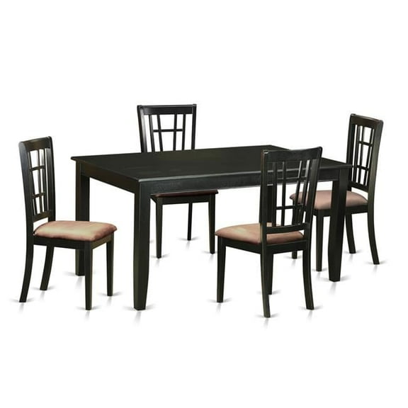 Microfiber Dinette Set - Kitchen Table & 4 Chairs, Black - 5 Piece