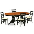 thumbnail image 1 of Microfiber Dining Room Set - Table with 4 Solid Chair, Black & Cherry - 5 Piece, 1 of 1