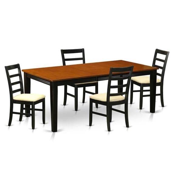 Microfiber Dining Set - Table with 4 Solid Chairs, Black & Cherry - 5 Piece