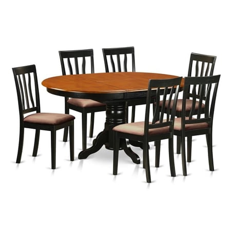 Microfiber Dining Set with 6 Chairs, Black & Cherry - 7 Piece