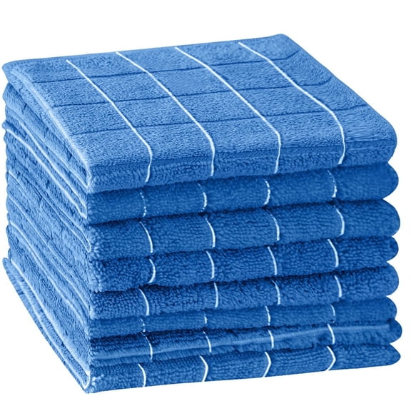 Sm:)e Microfiber Dish Cloth Set, Soft and Super Absorbent, Blue Plaid, 6 Count
