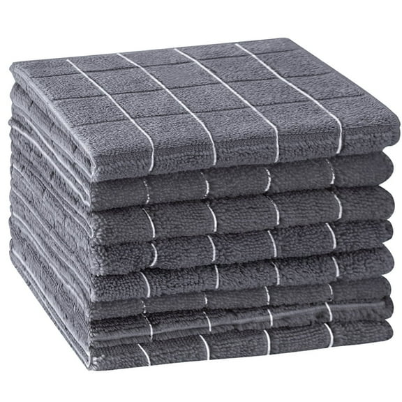 Sm:)e Microfiber Dish Cloth Set, Soft and Super Absorbent, Gray Plaid, 6 Count