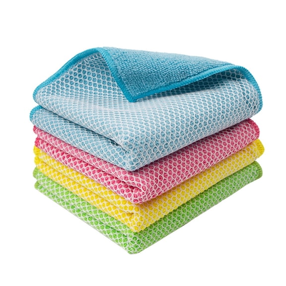 Microfiber Dish Cloth for Washing Dishes Towels Rags Best Kitchen Washcloth Cleaning Cloths with Poly Scour Side -Used for Plates, Bowls and Dishes, 5 Color Assorted 12inchx12inch 10pack