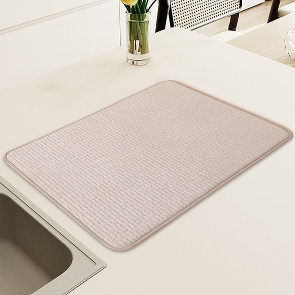 Microfiber Dish Drying Mat, 20 X 15 Inch Super Absorbent Drying Pad, Dish Drying Pads Absorbent, Large Size Dish Drying Mat for Kitchen Counter Rack Countertops (Beige)