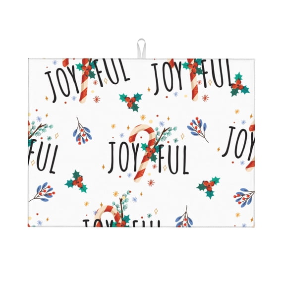 Microfiber Dish Drying Mat, Christmas Blessing Print Dish Drying Pad Mats for Kitchen Counter Dishes Rack Pad, 18 x 24 inches