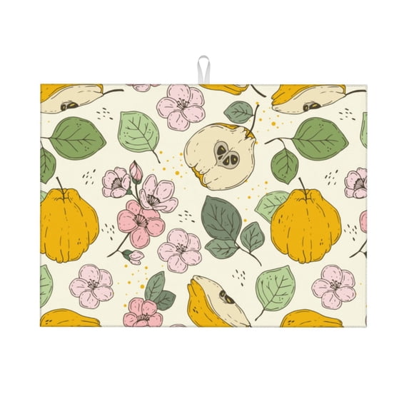 Microfiber Dish Drying Mat, Pear Fruit Flower Dish Drying Pad Mats for Kitchen Counter Dishes Rack Pad, 18 x 24 inches