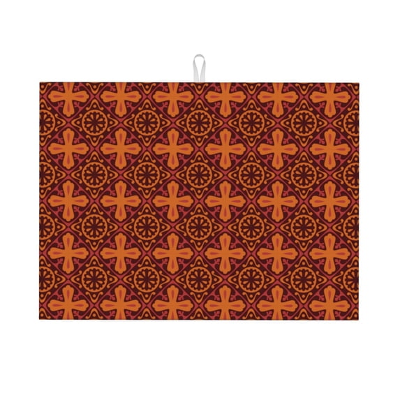Microfiber Dish Drying Mat, Perris Plaid Decoration Dish Drying Pad Mats for Kitchen Counter Dishes Rack Pad, 18 x 24 inches