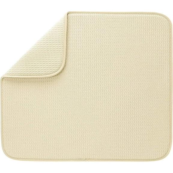 Microfiber Dish Drying Mat Super Absorbent, Reversible Dish Drying Mat for Kitchen,Machine Washable Farmhouse Dishes Drainer/Rack for Countertop Fast Drying,16 x 18 Inch