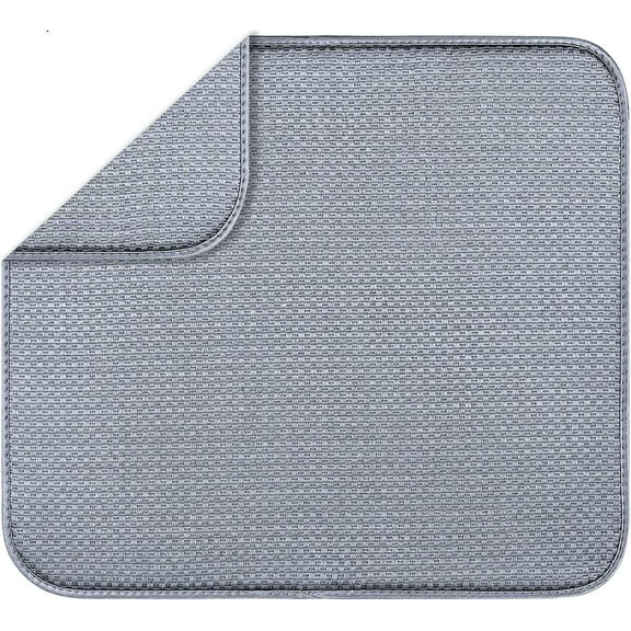 Microfiber Dish Drying Mat Super Absorbent, Reversible Dish Drying Mat for Kitchen,Machine Washable Farmhouse Dishes Drainer/Rack for Countertop Fast Drying,16 x 18 Inch