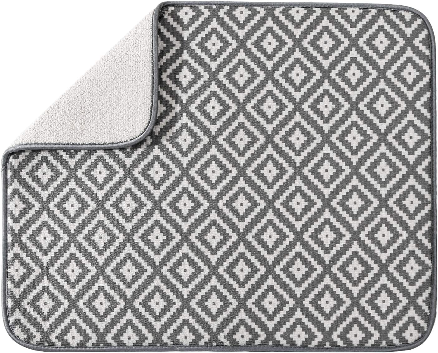 Dish Drying Mats for Kitchen Counter , Microfiber Absorbent Dish Drainer/ Rack Pads for Sink, 19.515.8 inch, Tree, Grey